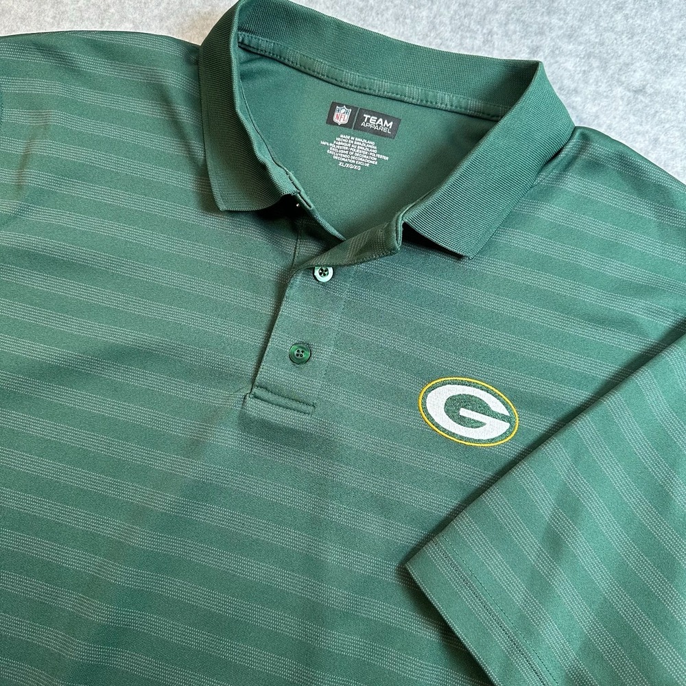 Green Bay Packers NFL Team Apparel Mens XL Green Polo Shirt 3 Systems Performanc